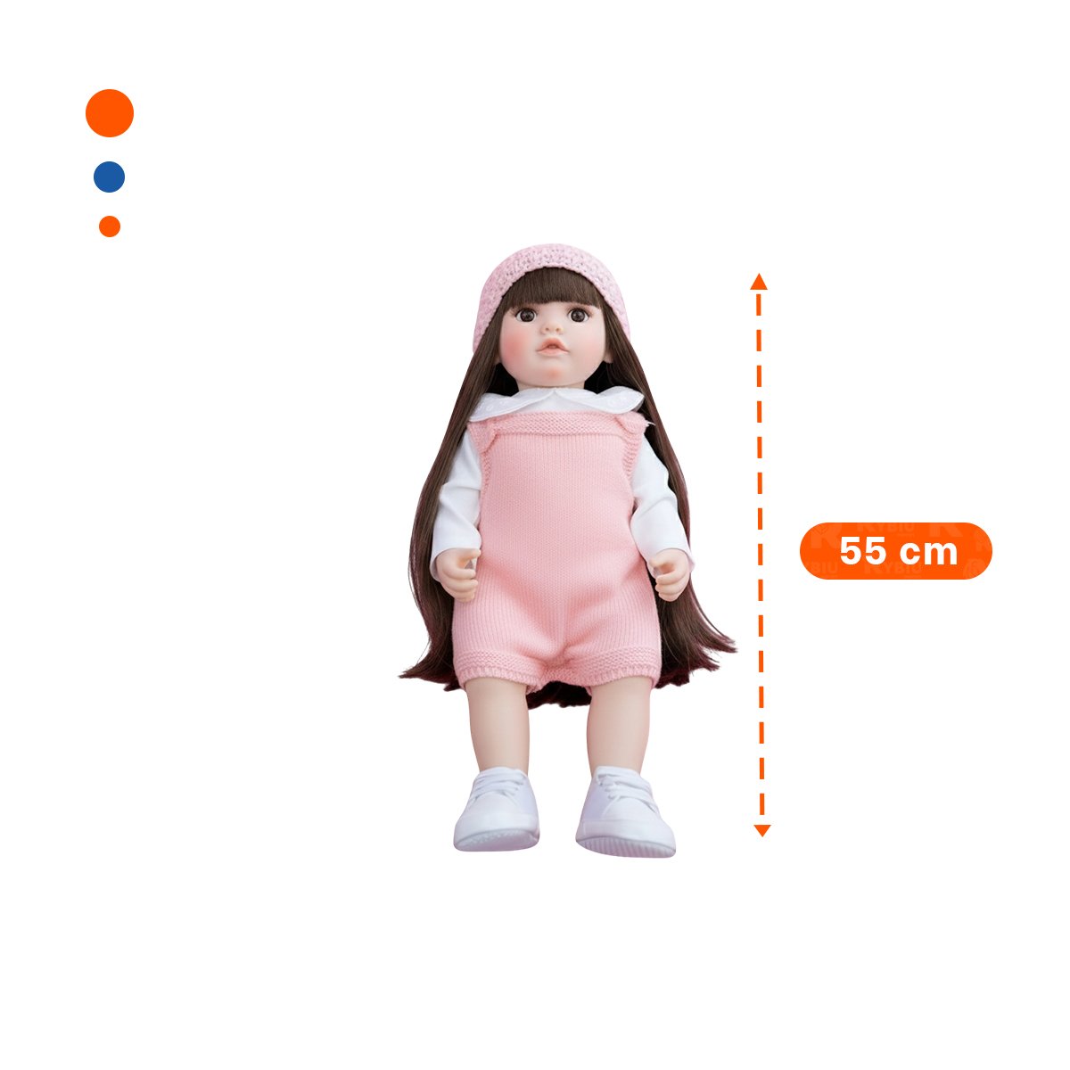 BEBE REAL INTELIGENTE CON VESTIDO OVEROL TEJIDO PARA JUEGO INFANTIL ROSADO 55CM - 4