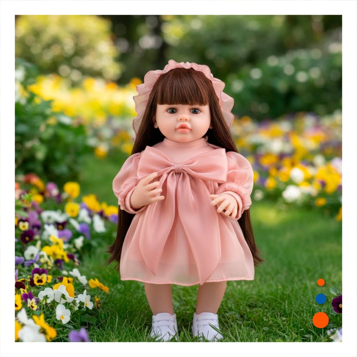 JUGUETE INTELIGENTE INTERACTIVO CON VESTIDO LAZO Y GORRO DE TULL ROSADO 55CM Y+PAPEL REGALO - 2
