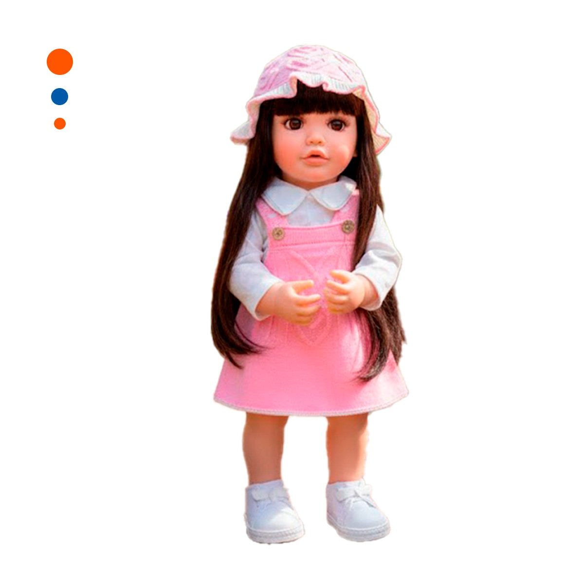 PACK2 MODELO DE JUEGO CREATIVO CON SOMBRERO TEJIDO Y OVEROL ROSADO 55CM Y+REGALO STICKER - 2