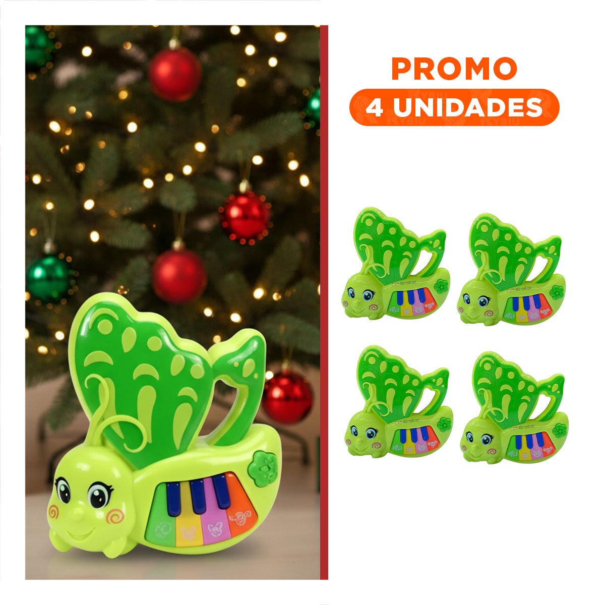 PACK4 TECLAS DE JUGUETE MARIPOSA VERDE 22X26 CM USO HOGAR Y+REGALO STICKER - 1