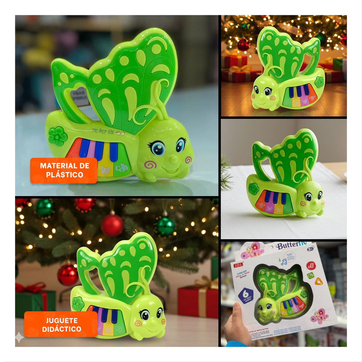 PACK4 TECLAS DE JUGUETE MARIPOSA VERDE 22X26 CM USO HOGAR Y+REGALO STICKER - 2