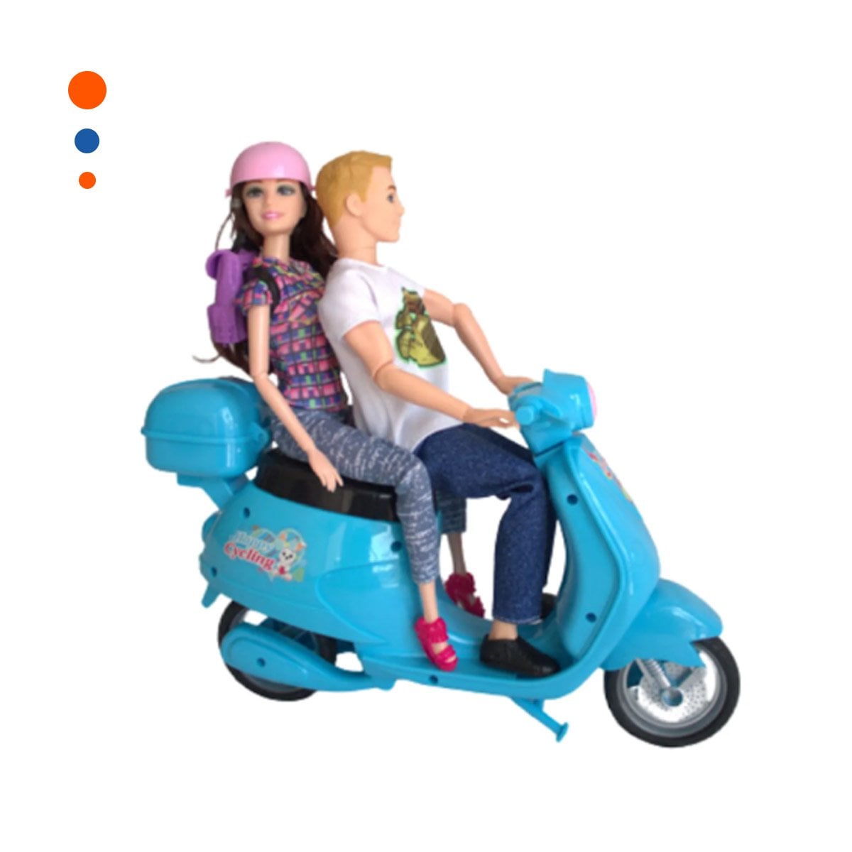 MOTIVOS DECORATIVOS PAREJA EN MOTO CON MOCHILA Y CASCO CELESTE PARA CASA Y+PAPEL REGALO - 1