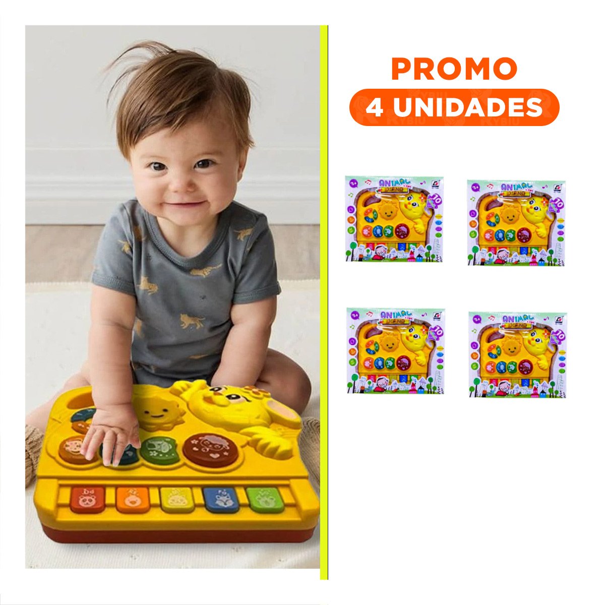 PACK4 ORGANETA MUSICAL DE CONEJO CON LUCES SONIDO SUAVE PARA CASA Y+REGALO STICKER - 1
