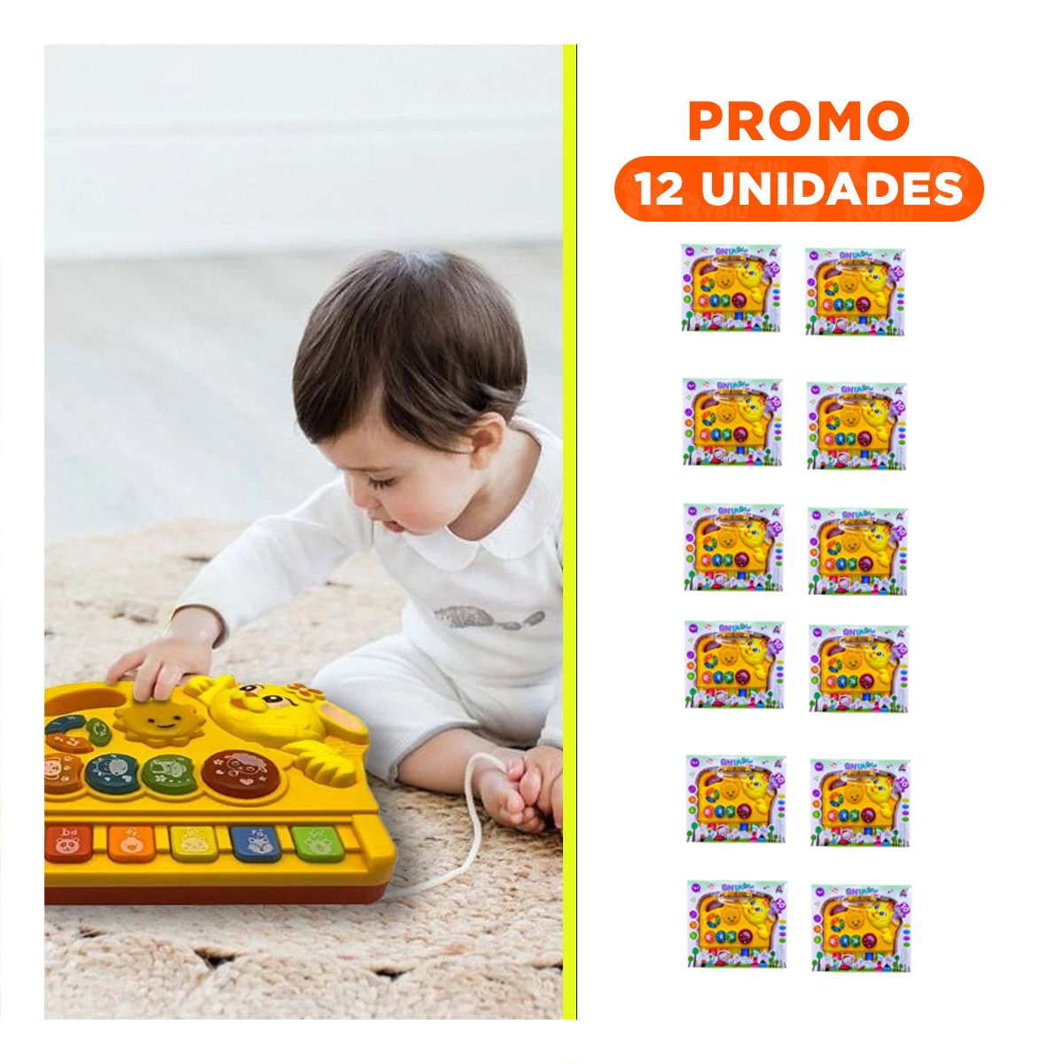 PACK12 TECLAS DIDACTICAS SONORAS DE CONEJO CON LUCES LED PARA CASA Y+REGALO STICKER - 1