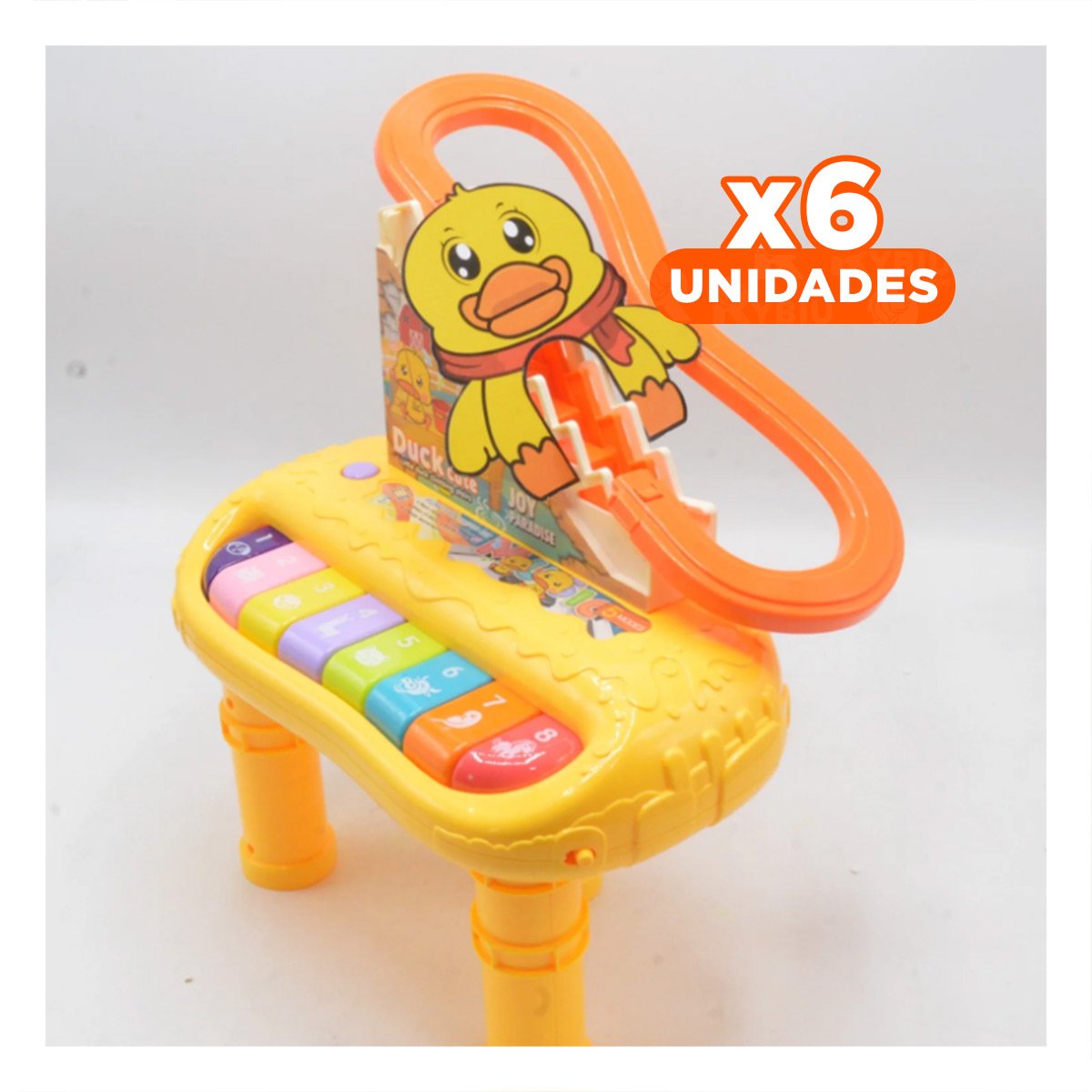 PACK6 CENTRO INTERACTIVO PATO 2 EN 1 CON TOBOGAN DE PATITOS MUSICAL AMARILLO Y+REGALO STICKER - 1