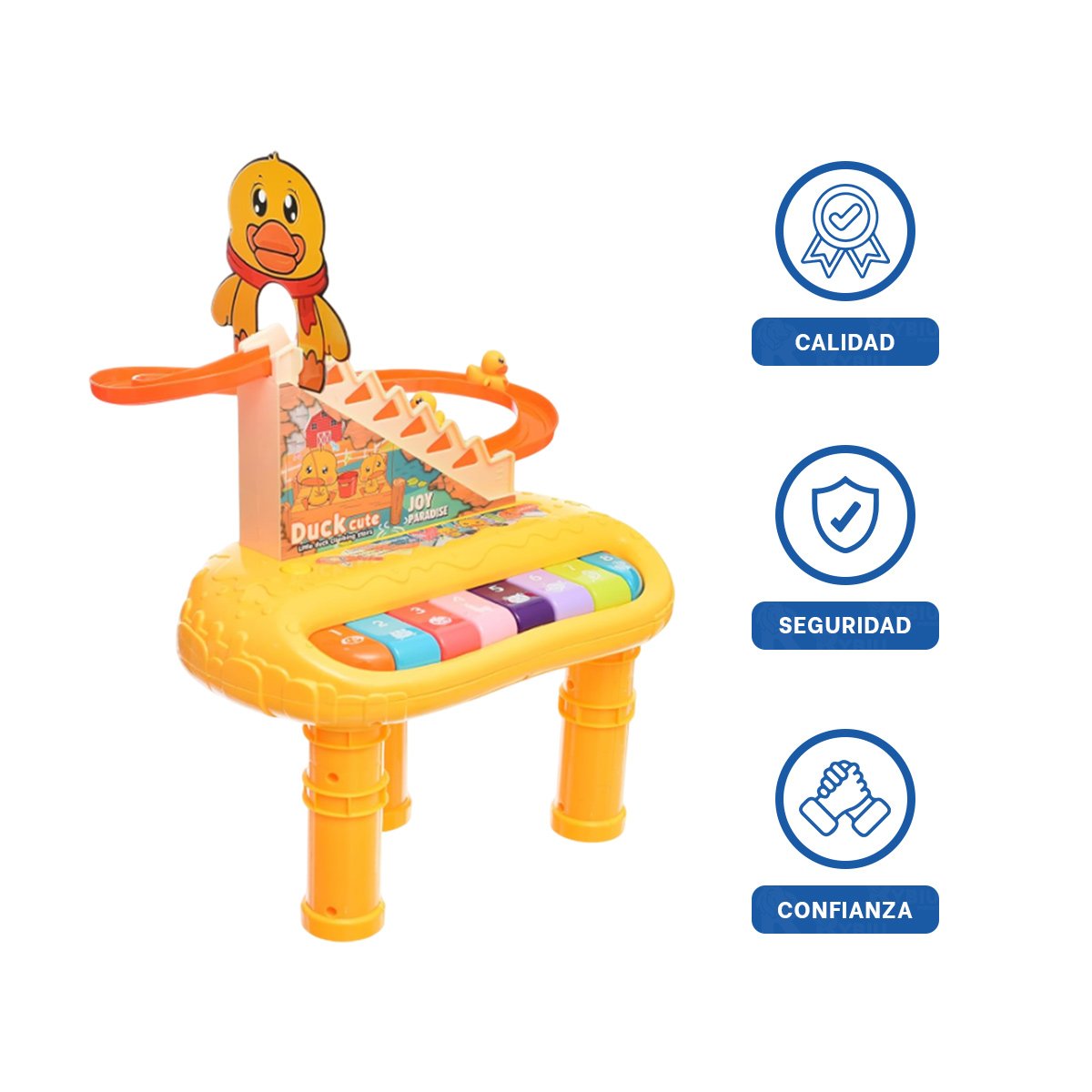 PACK6 CENTRO INTERACTIVO PATO 2 EN 1 CON TOBOGAN DE PATITOS MUSICAL AMARILLO Y+REGALO STICKER - 2