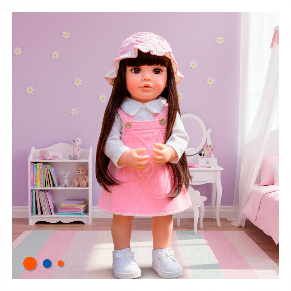 BEBE DE JUGUETE CON FUNCION INTELIGENTE Y SOMBRERO TEJIDO INFANTIL ROSADO 55CM Y+REGALO STICKER - 2
