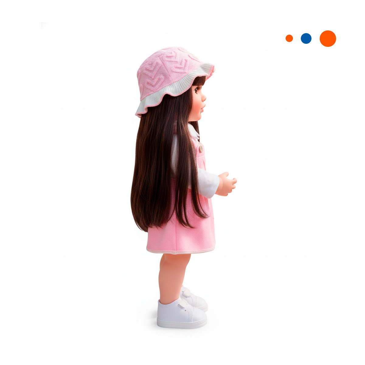 BEBE DE JUGUETE CON FUNCION INTELIGENTE Y SOMBRERO TEJIDO INFANTIL ROSADO 55CM Y+REGALO STICKER - 3