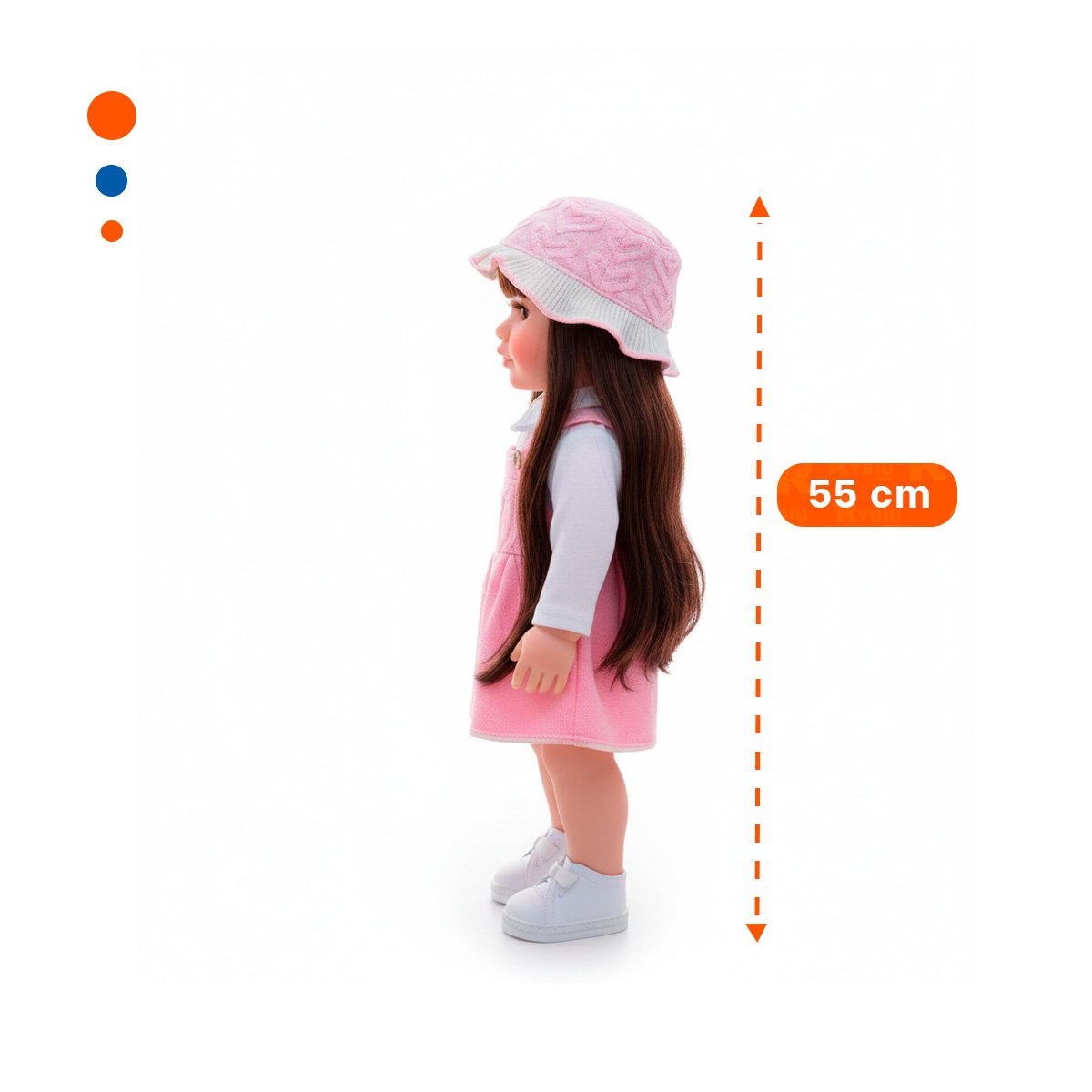 BEBE DE JUGUETE CON FUNCION INTELIGENTE Y SOMBRERO TEJIDO INFANTIL ROSADO 55CM Y+REGALO STICKER - 4