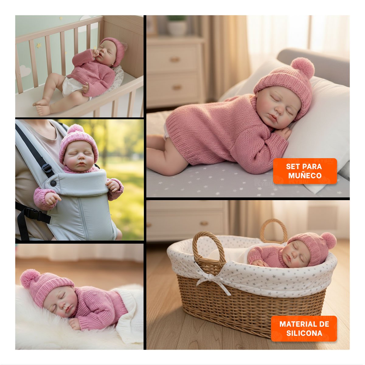 BEBE DECORATIVO REAL CON CHOMPA Y GORRO TEJIDO ROSADO PARA REGALO Y+LIGAS REGALO - 5