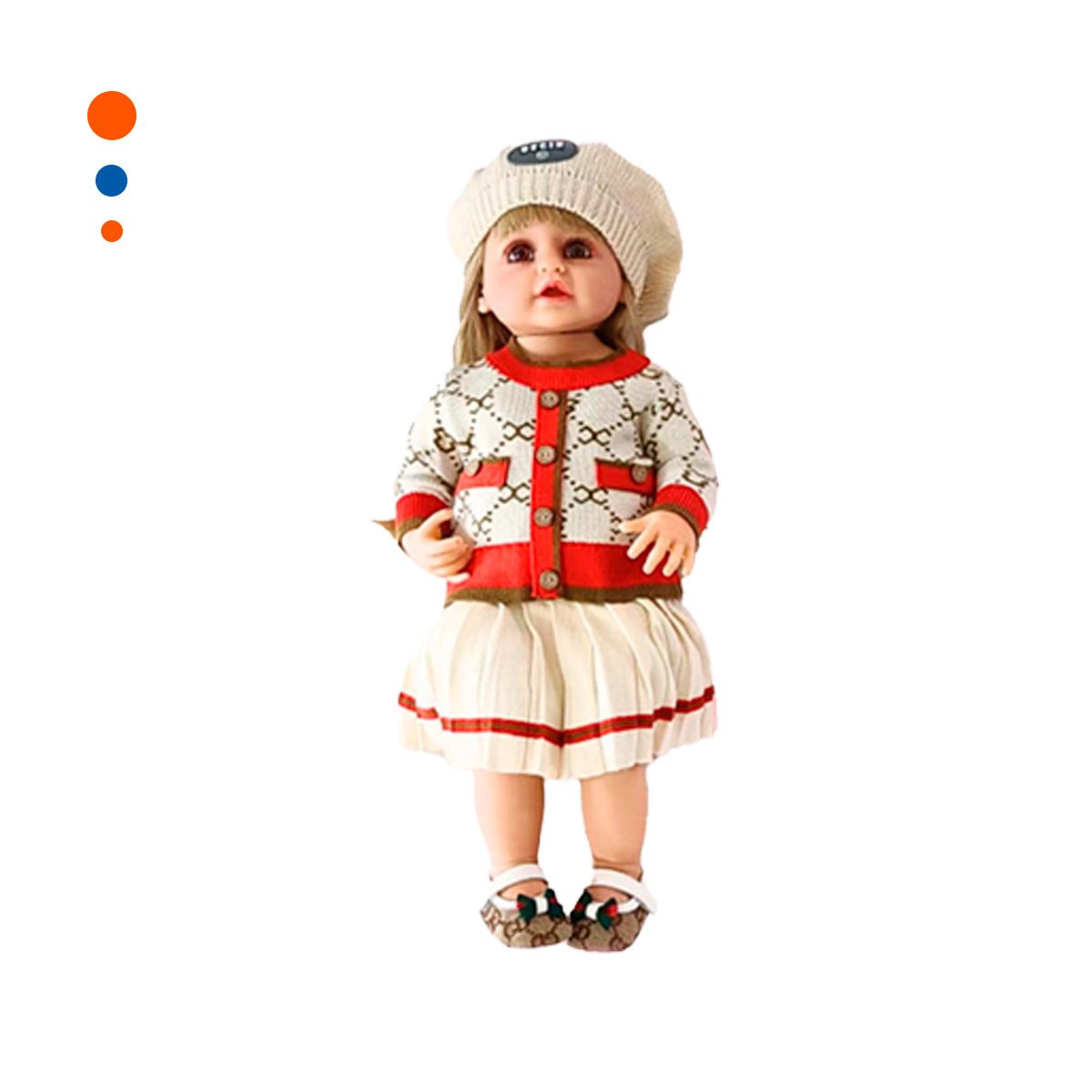 PACK2 MODELO YESSY CON GORRO BEIGE Y ROJO 55CM CHOMPA TEJIDA Y+REGALO STICKER - 2