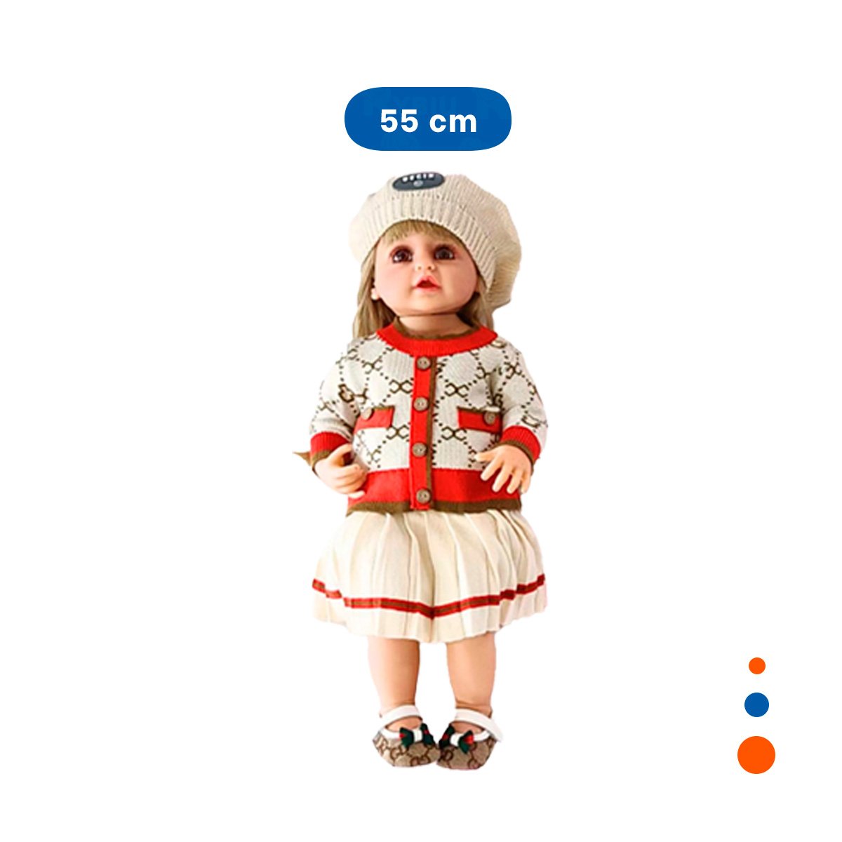 PACK2 MODELO YESSY CON GORRO BEIGE Y ROJO 55CM CHOMPA TEJIDA Y+REGALO STICKER - 4