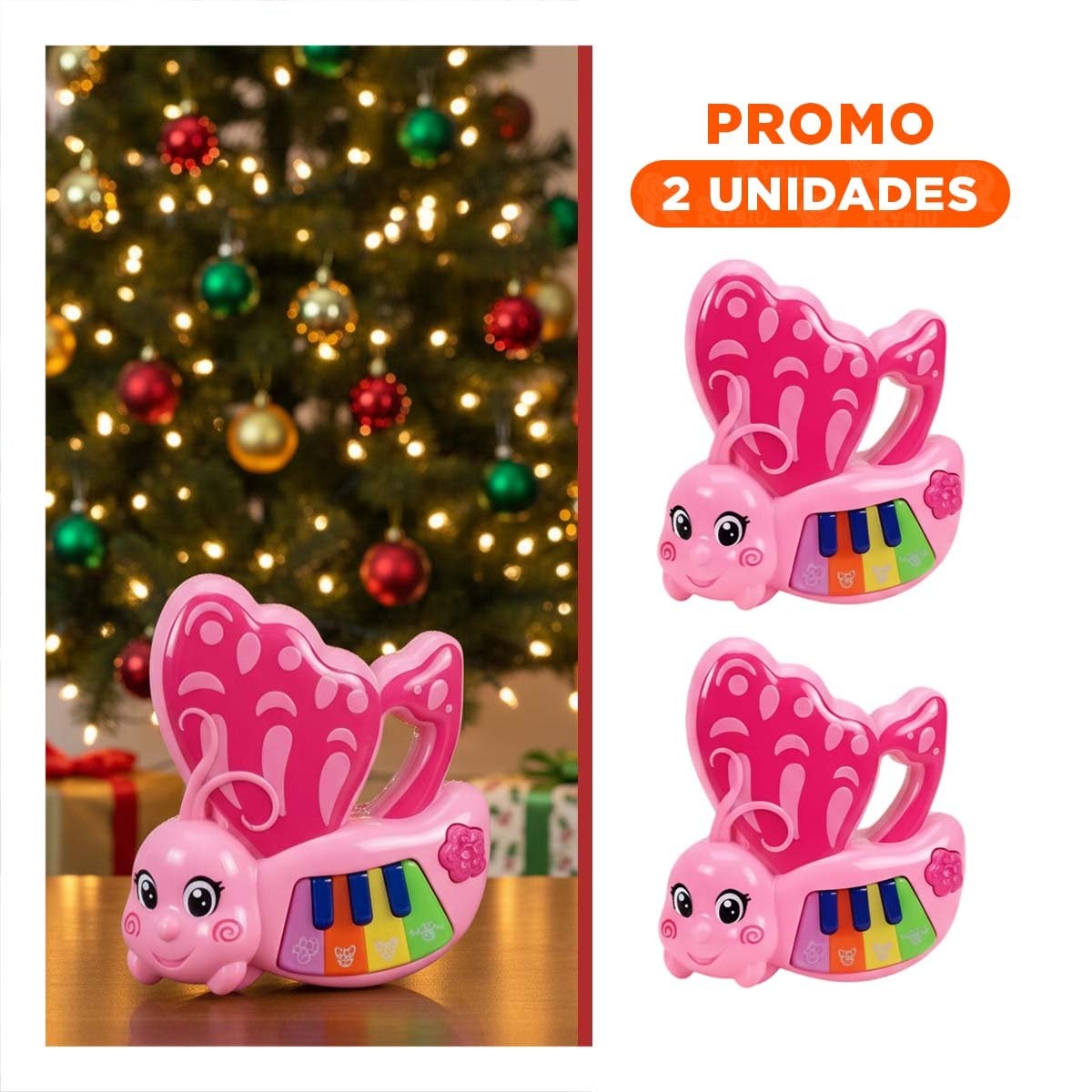 PACK2 JUGUETE DE SONIDOS MARIPOSA ROSADO 22X26 CM PARA CASA - 1