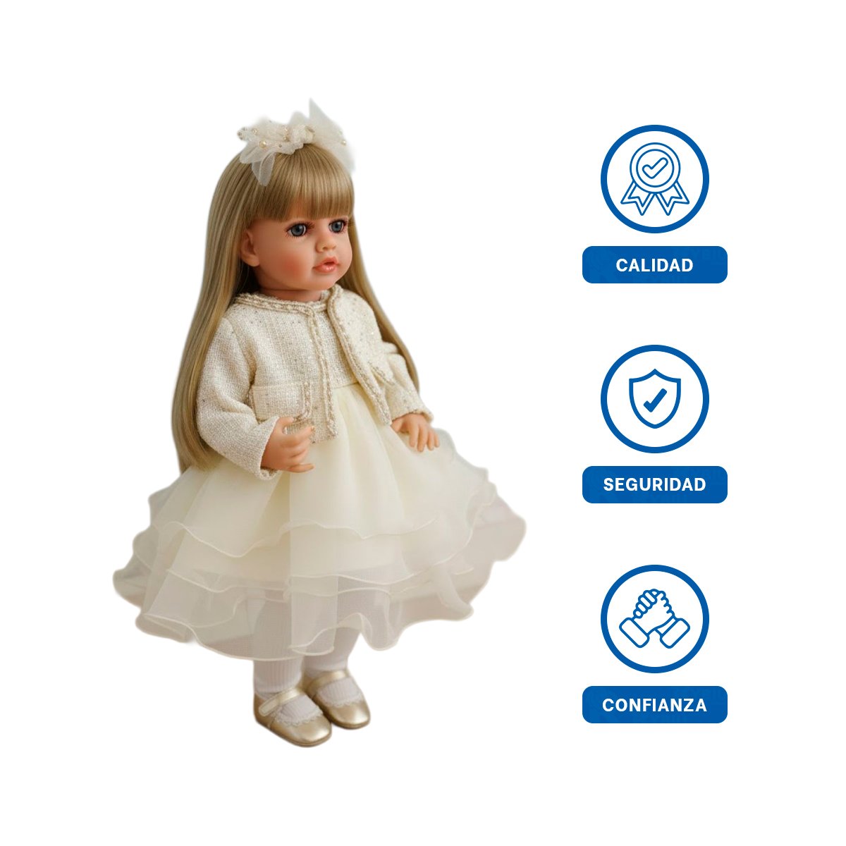 FIGURA YESSY CON ATUENDO INFANTIL BLANCO INSPIRADO EN MODA CLASICA Y+LIGAS REGALO - 3