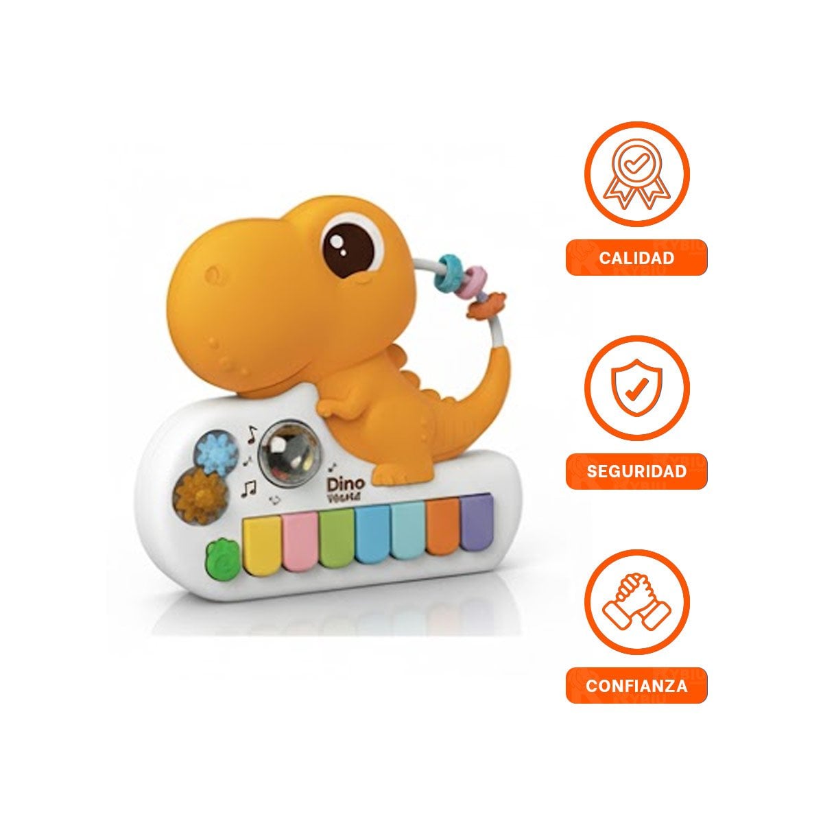 PACK6 JUGUETE MUSICAL PARA NINOS DINOSAURIO INFANTIL AMARILLO 17.5 CM Y+REGALO STICKER - 2