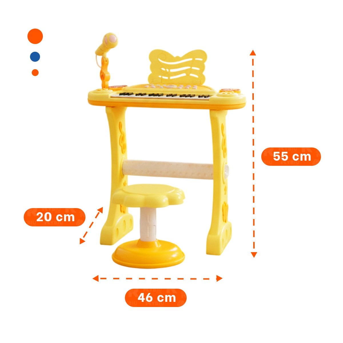 INSTRUMENTO DE JUGUETE CON MICROFONO Y SILLA AMARILLA PARA DIVERSION Y+POST IT - 4