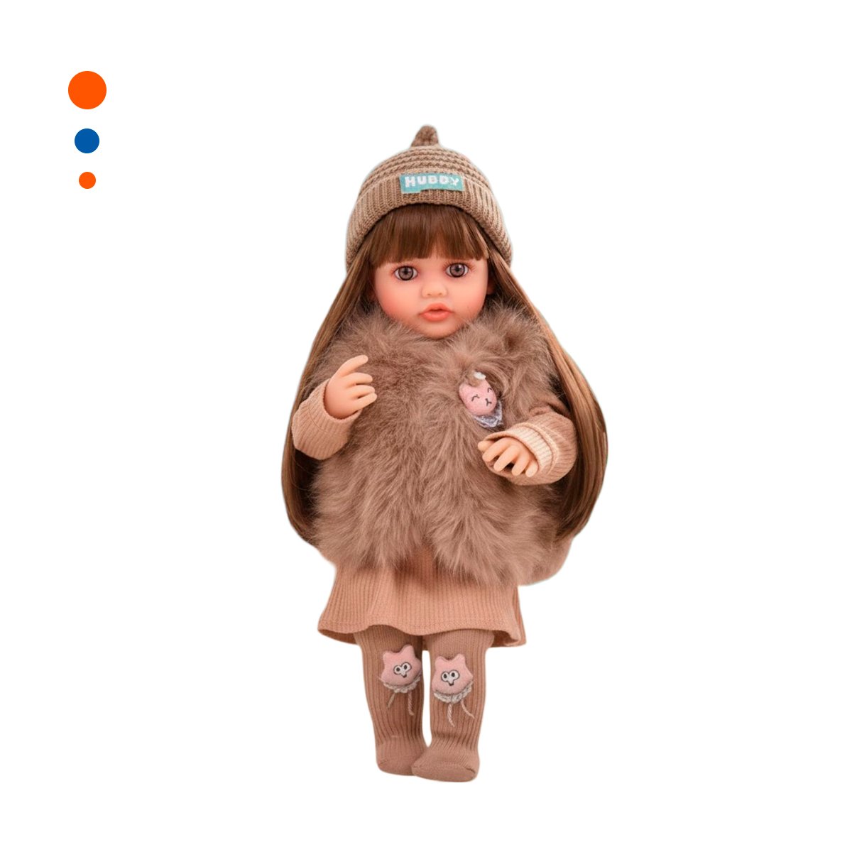 FIGURA YESSY CON VESTUARIO TEXTIL MARRON DETALLADO PARA JUEGO IMAGINATIVO 55CM Y+PAPEL REGALO - 1