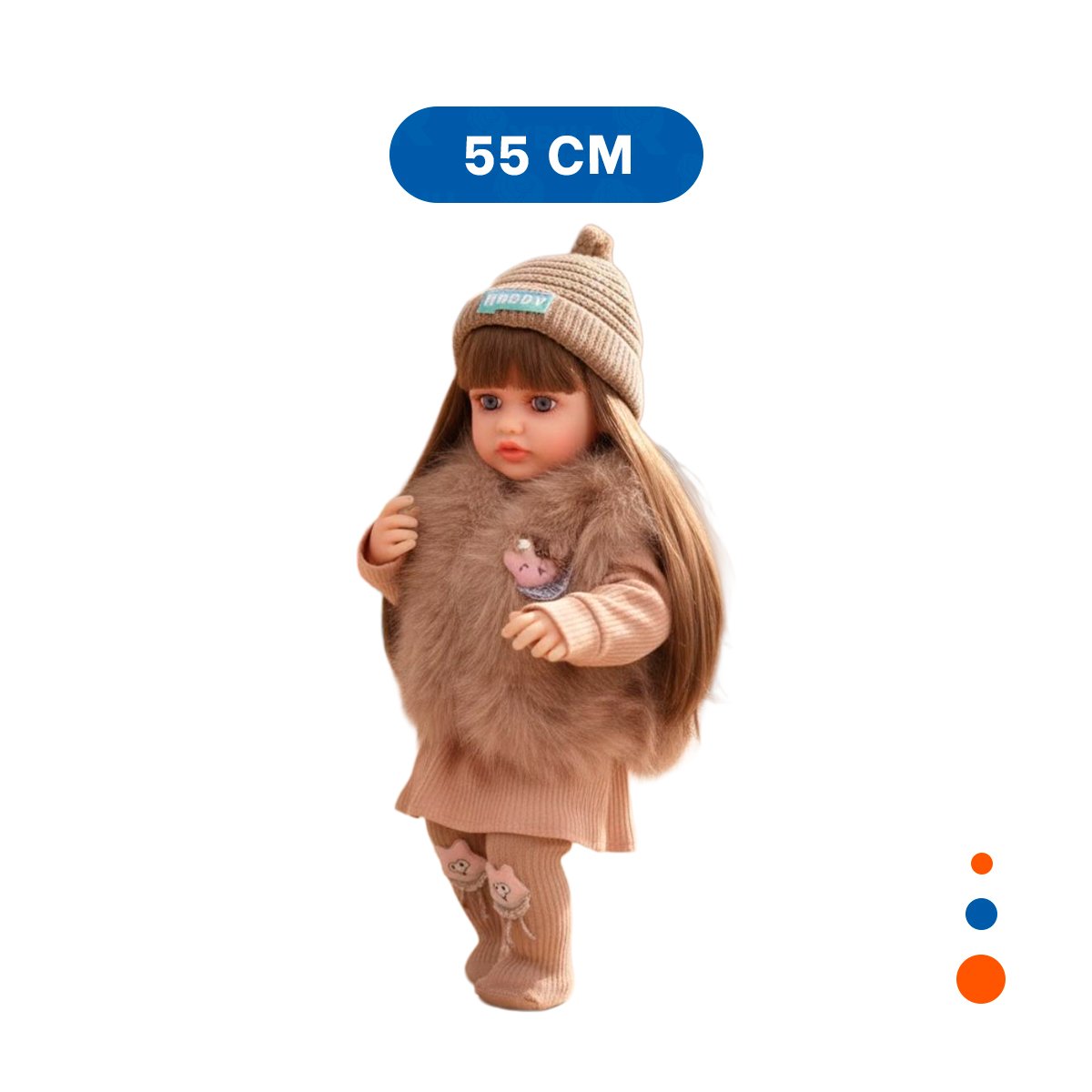 FIGURA YESSY CON VESTUARIO TEXTIL MARRON DETALLADO PARA JUEGO IMAGINATIVO 55CM Y+PAPEL REGALO - 4