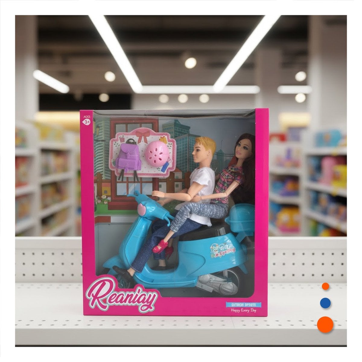 PACK4 AMBIENTES DECORATIVOS PAREJA EN MOTO CON MOCHILA Y CASCO CELESTE HOGAR Y+REGALO STICKER - 3