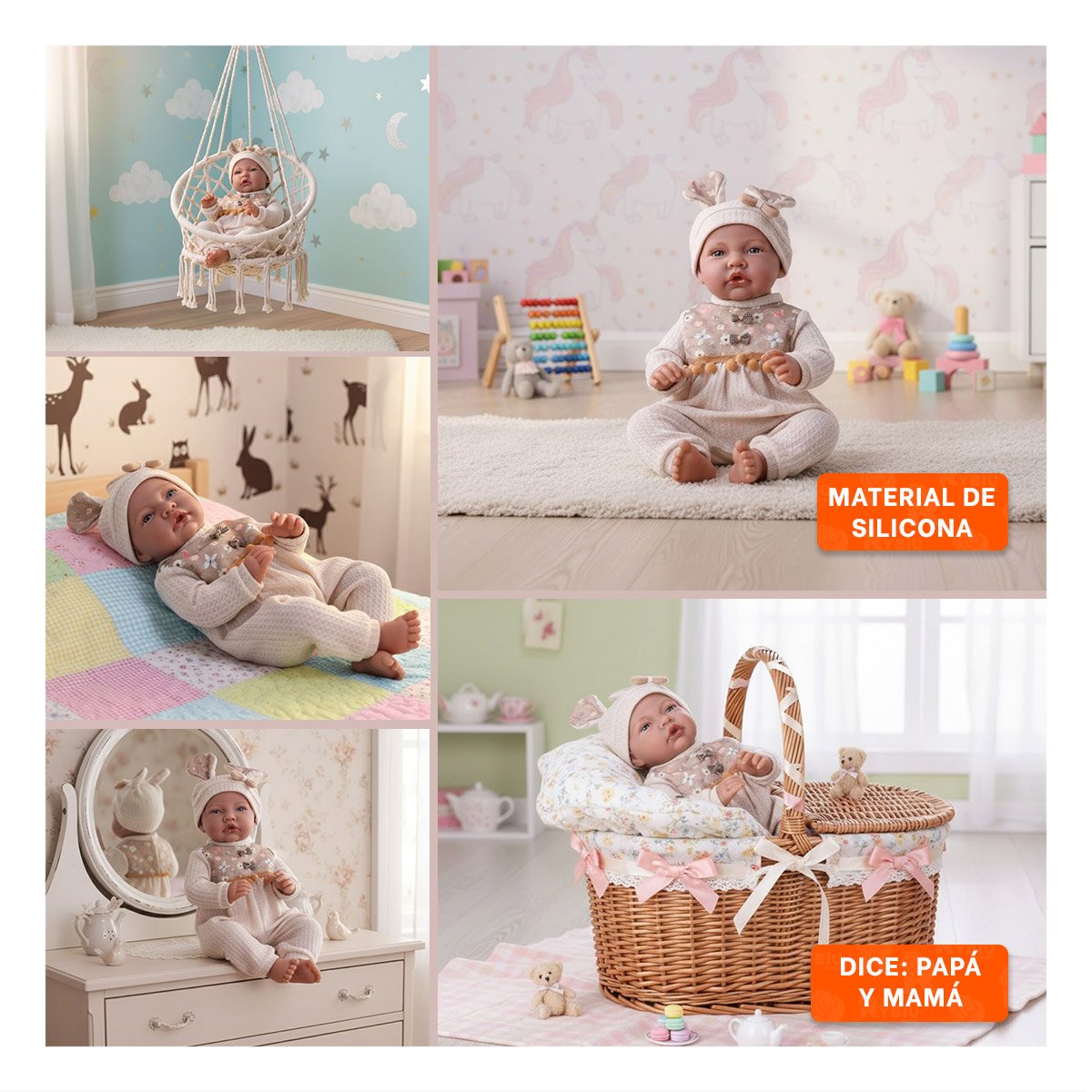 BEBE DE JUGUETE 42CM AMARILLO CON VESTIMENTA INFANTIL SUAVE Y+POST IT - 1