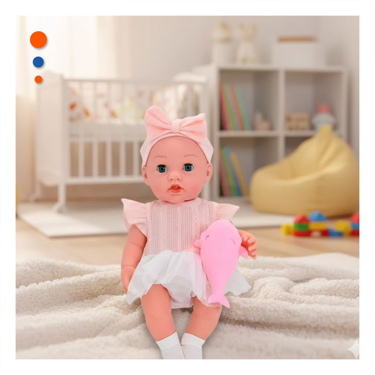BEBE DE COLECCION CON VESTIDO Y LAZO ACCESORIOS ROSADO PARA JUEGO DIARIO Y+POST IT - 3