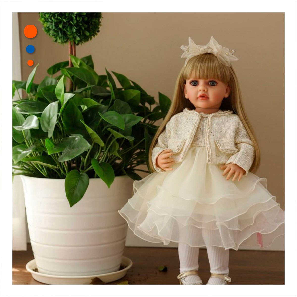 FIGURA YESSY 55CM CON PRESENCIA INFANTIL DELICADA Y VESTUARIO BLANCO Y+POST IT - 3