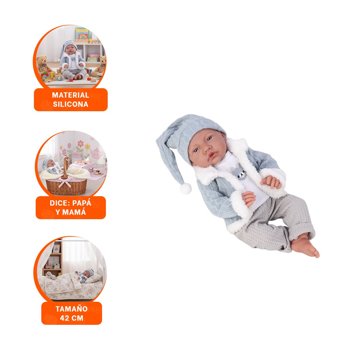 JUGUETE PARA ESTIMULAR LA IMAGINACION INFANTIL Y DIVERTIRSE CON 42CM EN CELESTE - 3