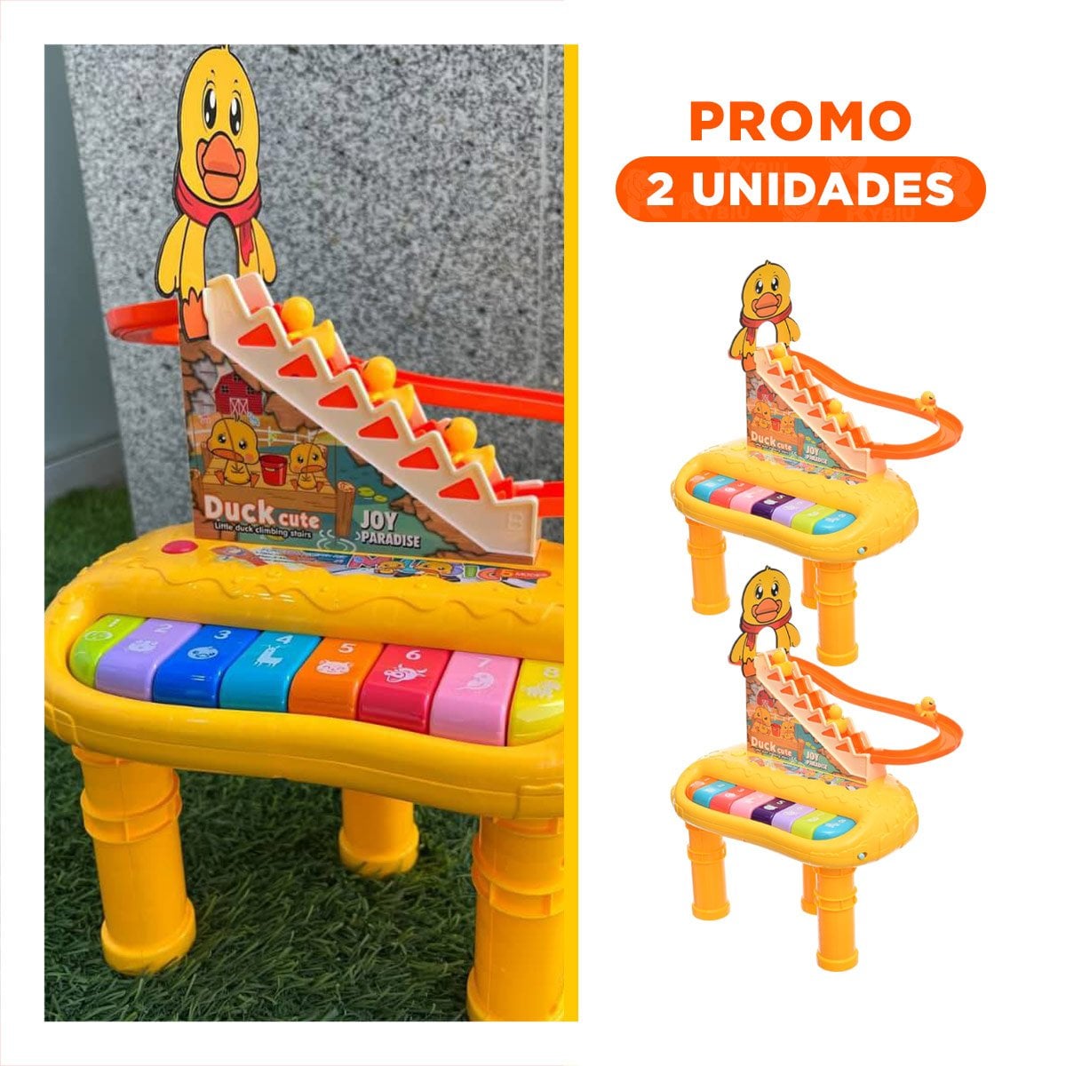 PACK2 JUGUETE INFANTIL PATO 2 EN 1 CON TOBOGAN DE PATITOS JUEGO AMARILLO - 1