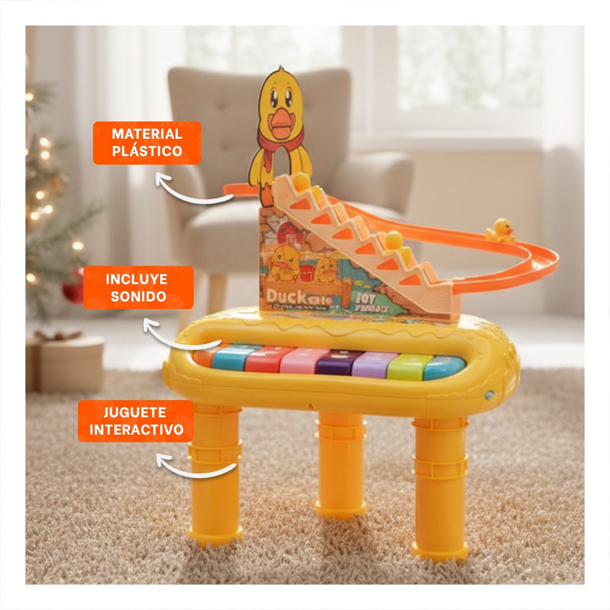 PACK2 JUGUETE INFANTIL PATO 2 EN 1 CON TOBOGAN DE PATITOS JUEGO AMARILLO - 5