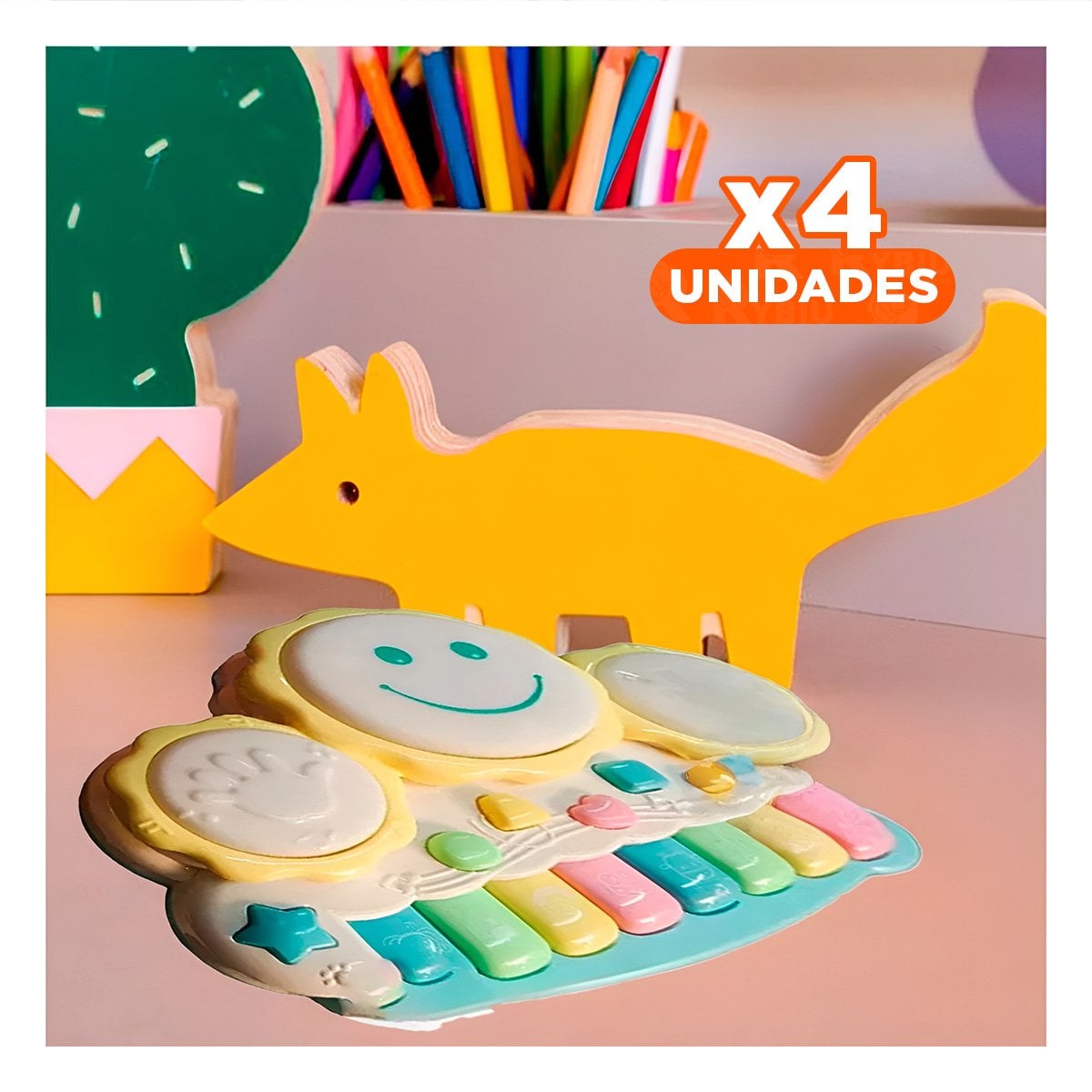 PACK4 PIANO COLORIDO MUSICAL DE SOL CON TECLAS AMARILLAS PARA CASA - 1
