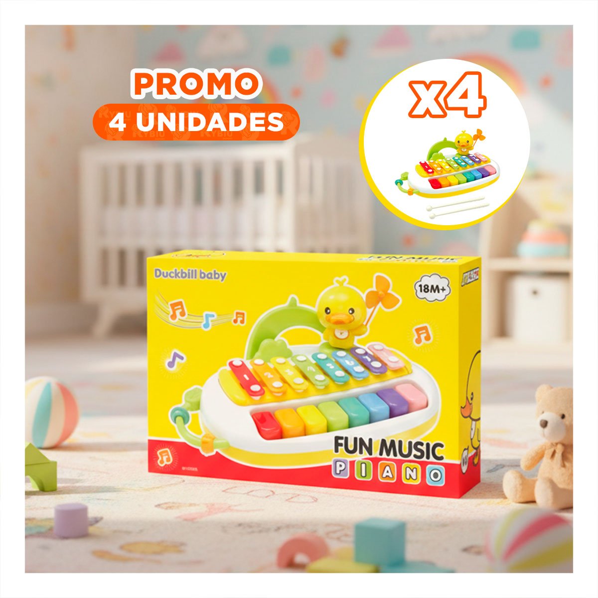 PACK4 ALTERNATIVA MUSICAL XILOFONO CON PATO PARA DESARROLLO CREATIVO - 1