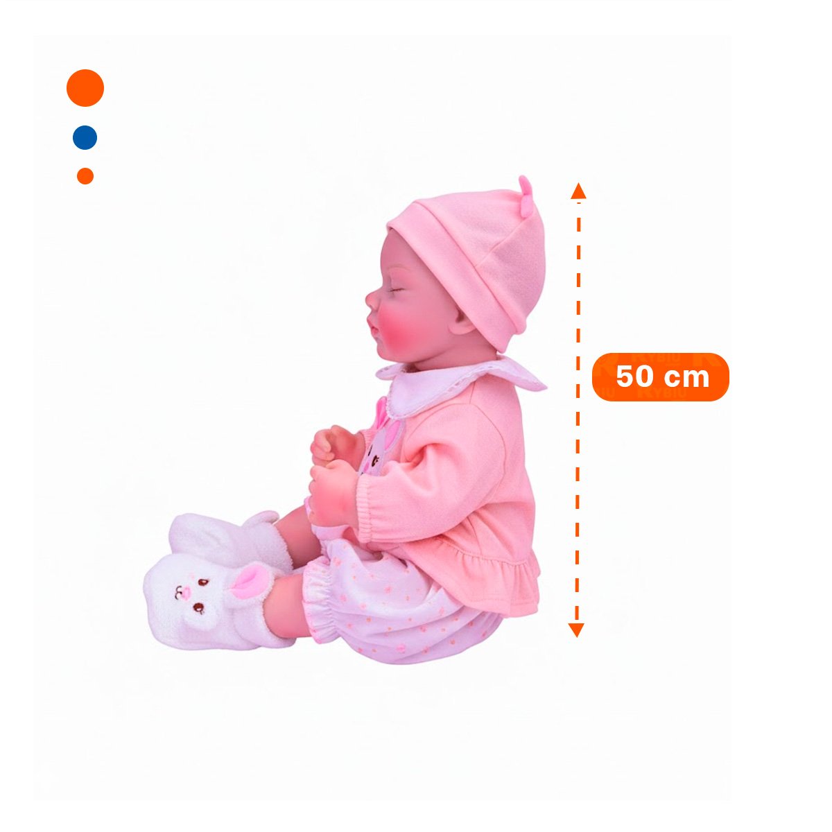 PACK2 INFANTE DE JUGUETE REALISTA CON ROPA DE CONEJO DE COLOR ROSADO 50CM Y+PAPEL REGALO - 4