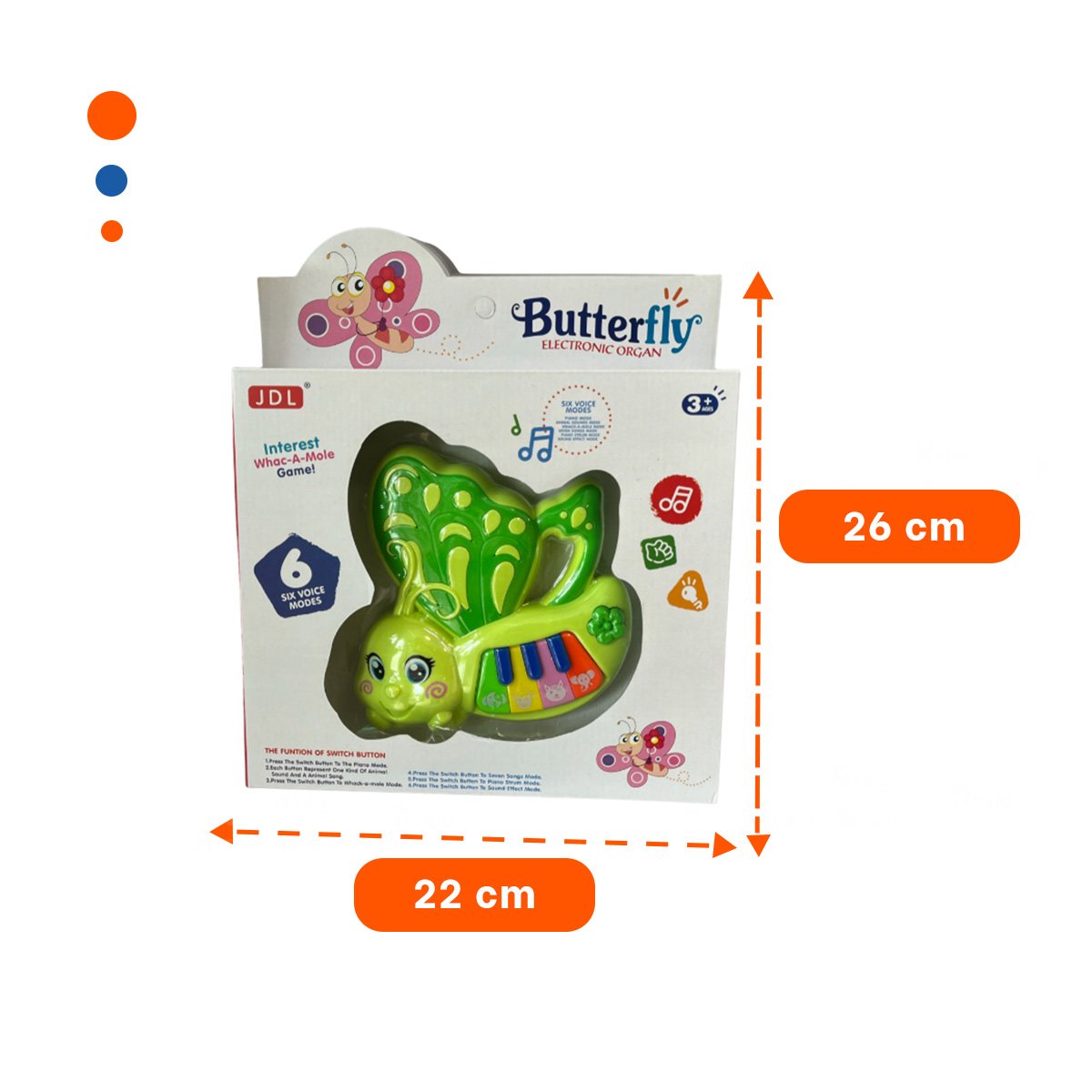 PACK12 MELODIA MUSICAL EDUCATIVA MARIPOSA VERDE 22X26 CM Y+REGALO STICKER - 4