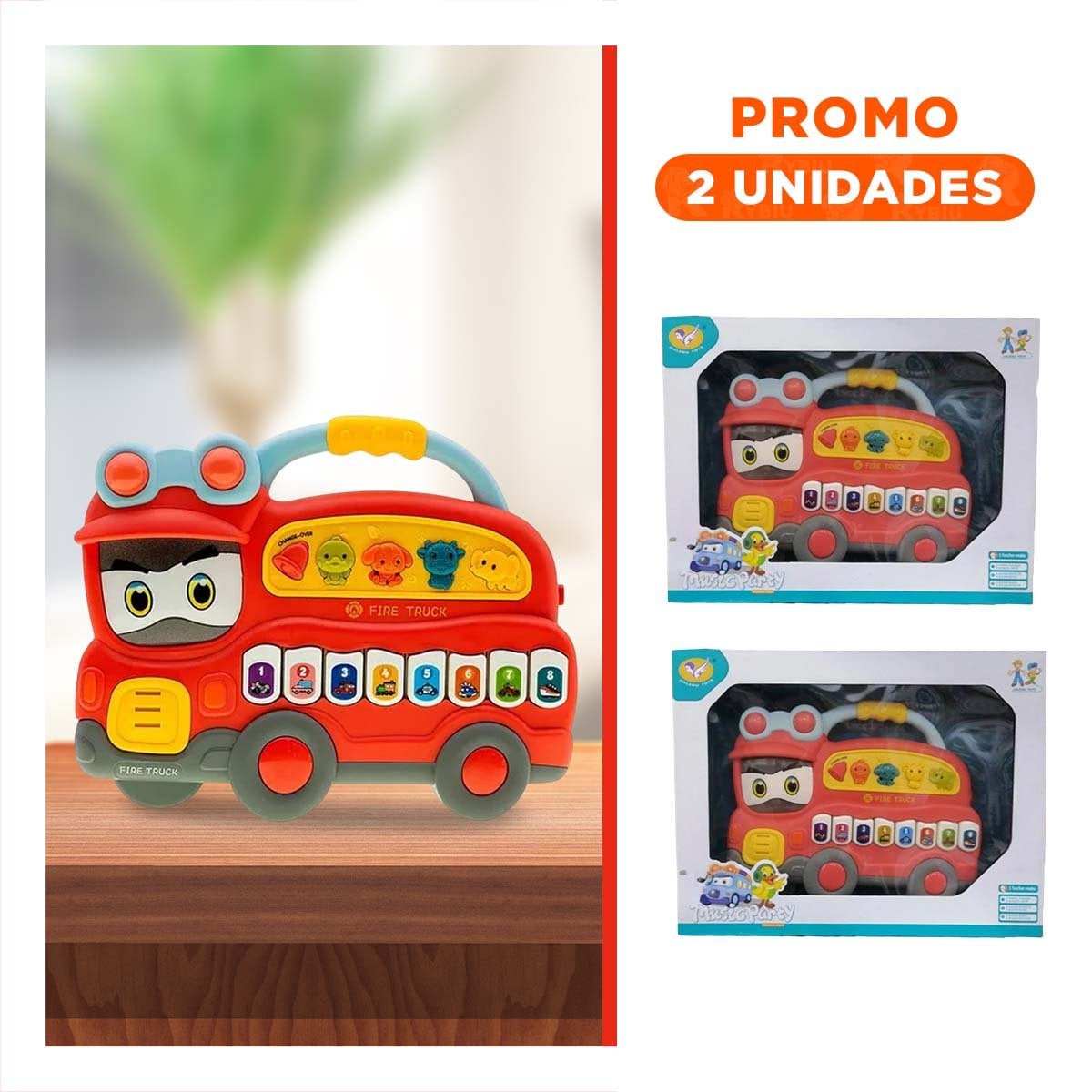 PACK2 MODULO SONORO CAMION DE BOMBEROS CON MELODIAS Y TECLAS PARA CASA ROJO - 1