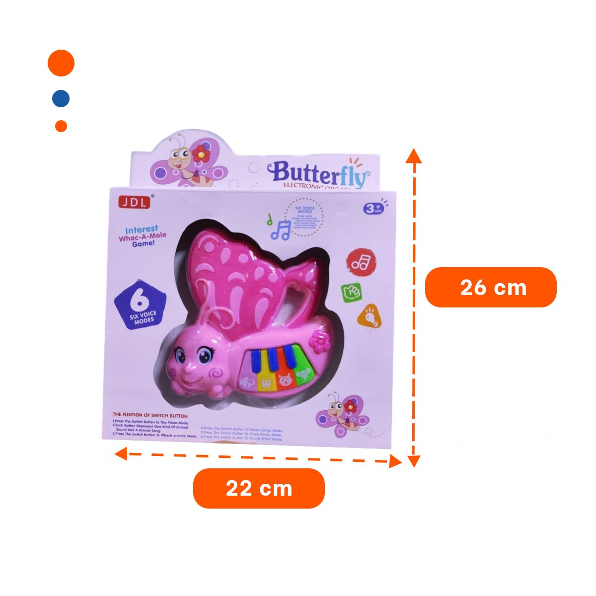 PACK4 TECLAS DE JUGUETE MARIPOSA ROSADO 22X26 CM USO HOGAR Y+REGALO STICKER - 4