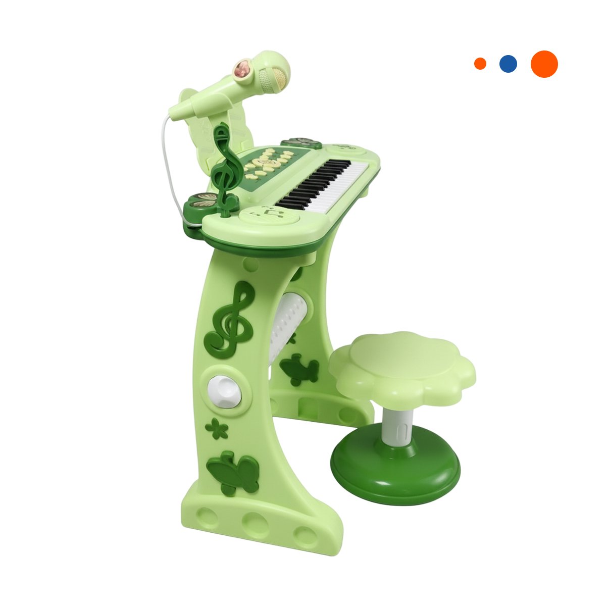 INSTRUMENTO MUSICAL INFANTIL CON MICROFONO Y SILLA VERDE PARA JUEGO SONORO Y+REGALO STICKER - 3