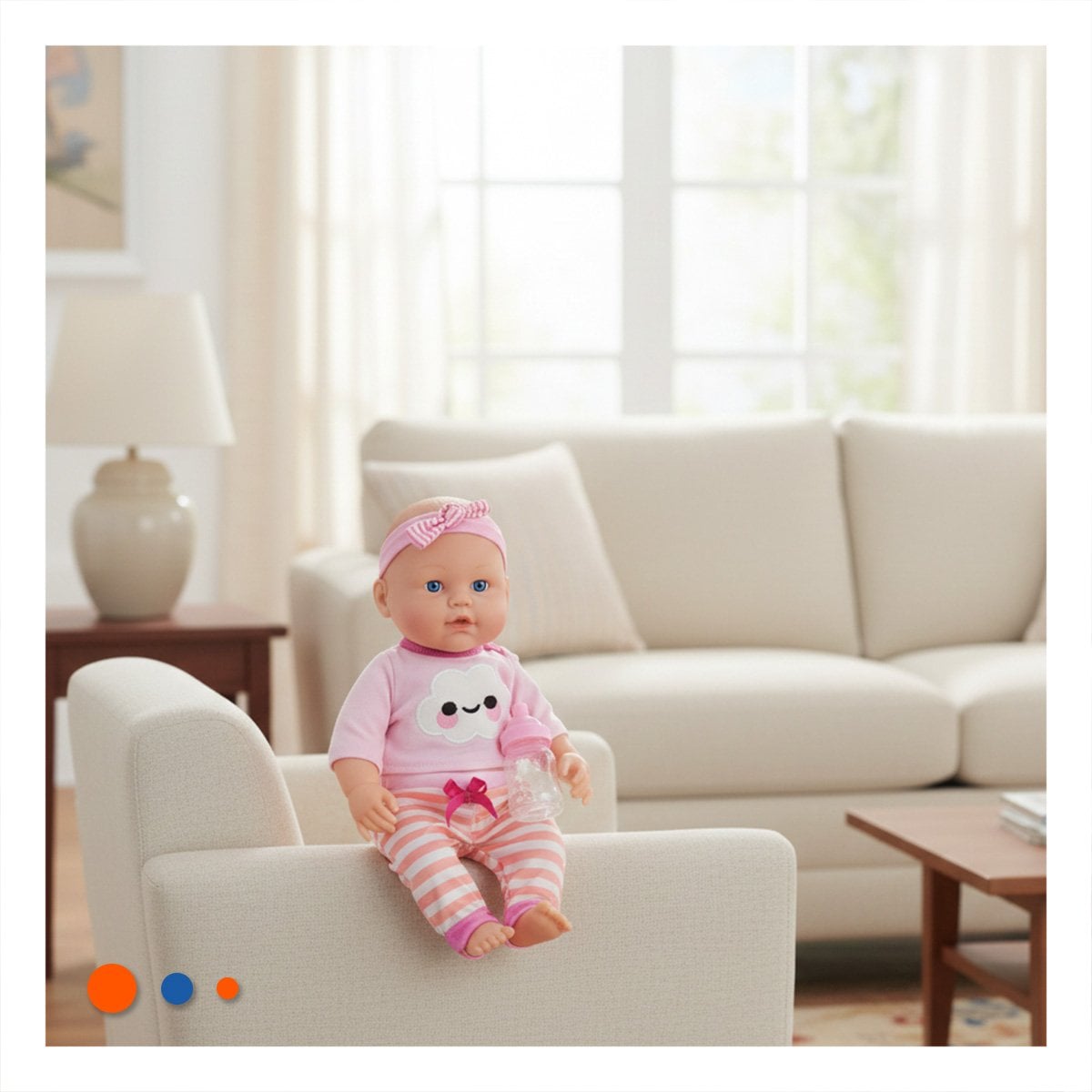 PACK2 MUNECA DULCE ROSADA CON CHOMPA NUBE Y PANTALON RAYAS PARA BEBE HOGAR - 3