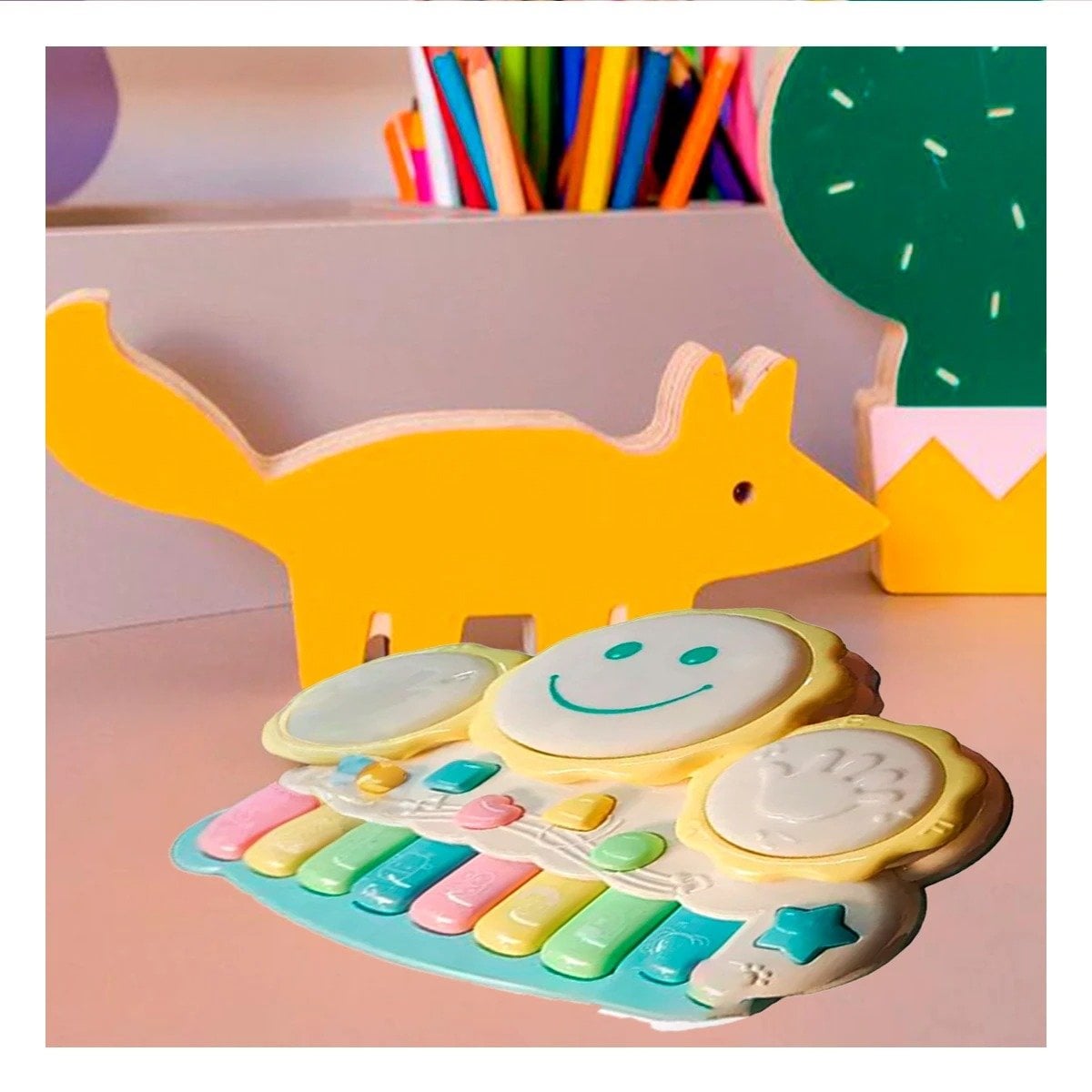 PACK6 PIANO PORTATIL MUSICAL DE SOL CON TECLAS AMARILLAS PARA HOGAR Y+PAPEL REGALO - 2