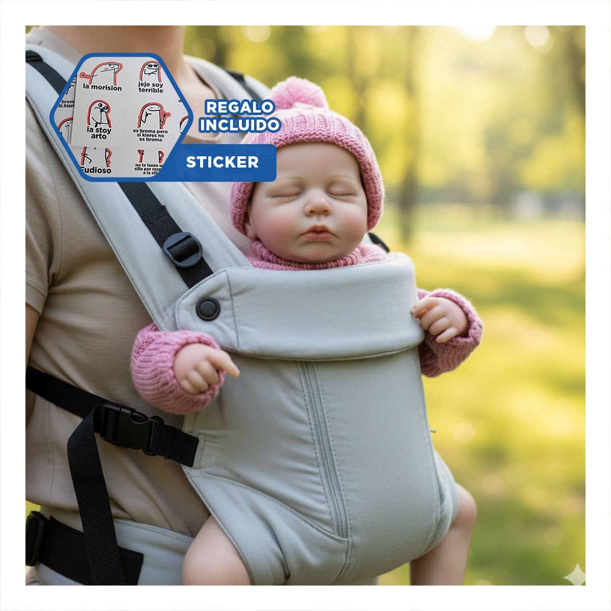 MUNECA DECORATIVA BEBE REAL CON CHOMPA TEJIDA Y GORRO ROSADO HOGAR Y+REGALO STICKER - 1