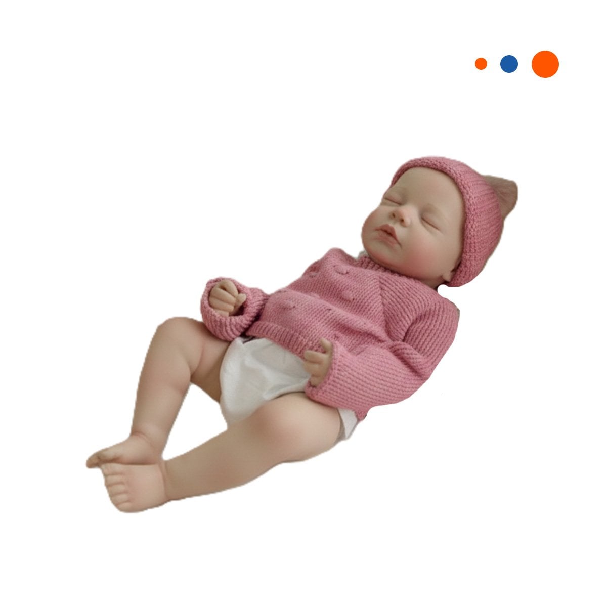 MUNECA DECORATIVA BEBE REAL CON CHOMPA TEJIDA Y GORRO ROSADO HOGAR Y+REGALO STICKER - 3