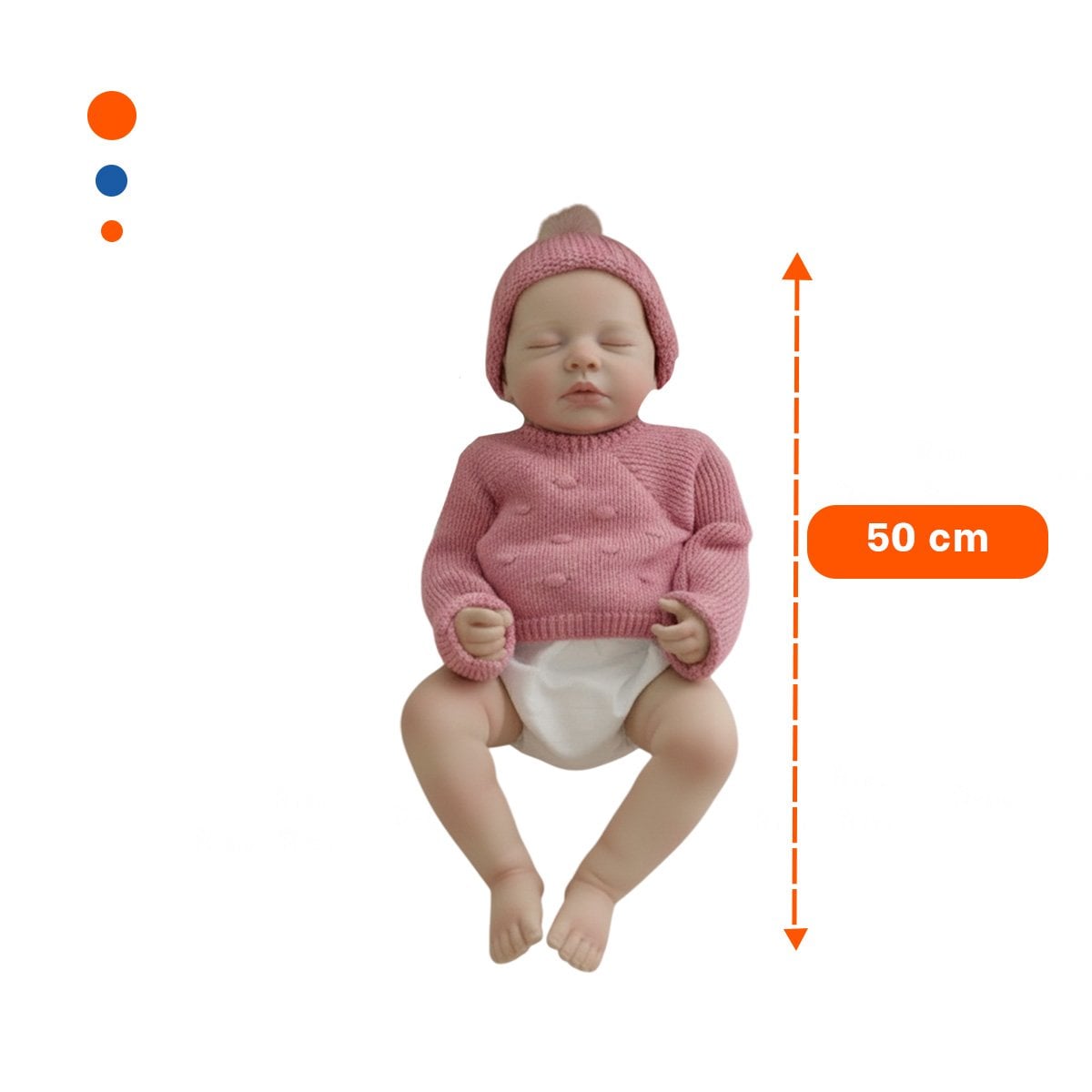 MUNECA DECORATIVA BEBE REAL CON CHOMPA TEJIDA Y GORRO ROSADO HOGAR Y+REGALO STICKER - 4
