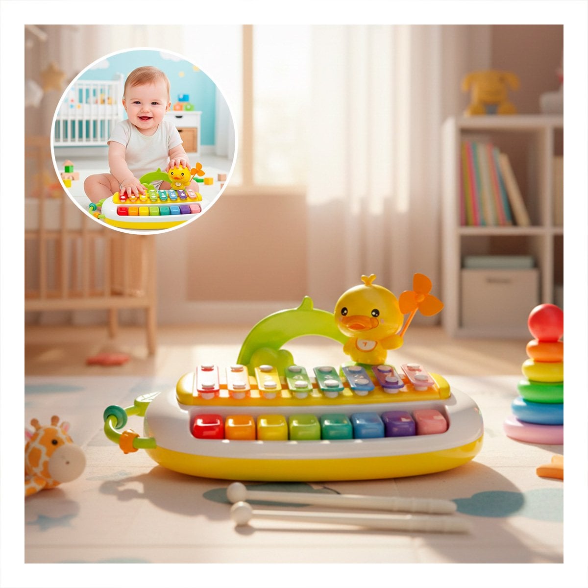PACK6 CONCEPTO MUSICAL XILOFONO CON PATO PARA ACTIVIDADES DE RITMO Y+PAPEL REGALO - 2