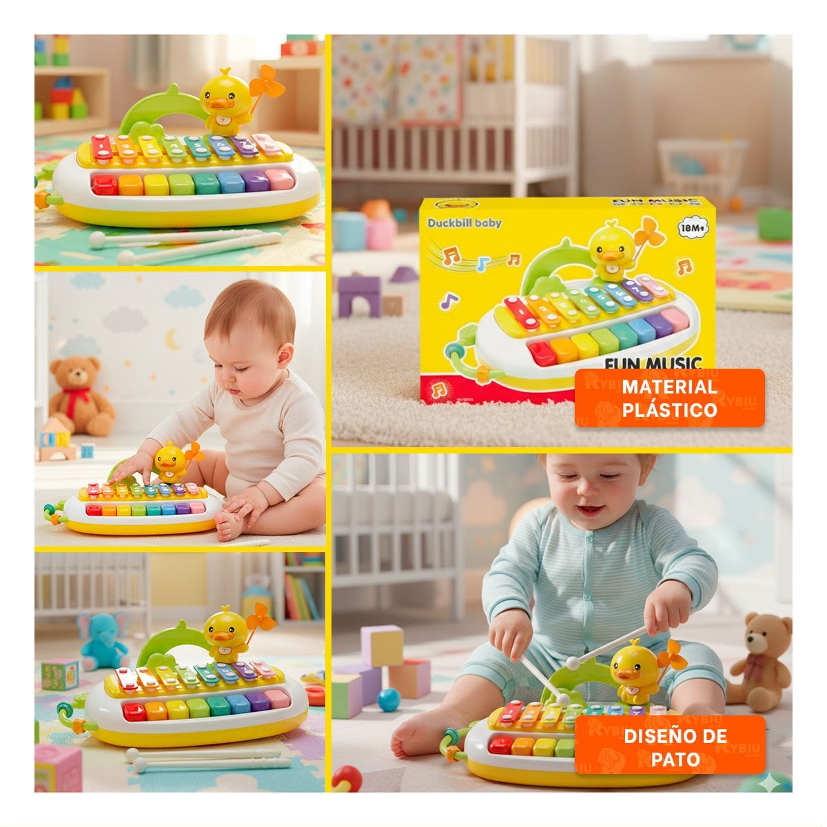 PACK6 CONCEPTO MUSICAL XILOFONO CON PATO PARA ACTIVIDADES DE RITMO Y+PAPEL REGALO - 3