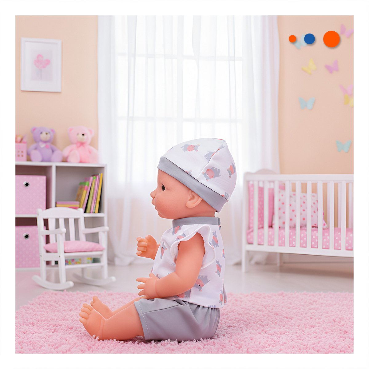 PACK4 MUNECO HIPOPOTAMO DECORATIVO CON ROPITA Y ACCESORIOS PARA BEBES Y+PAPEL REGALO - 2