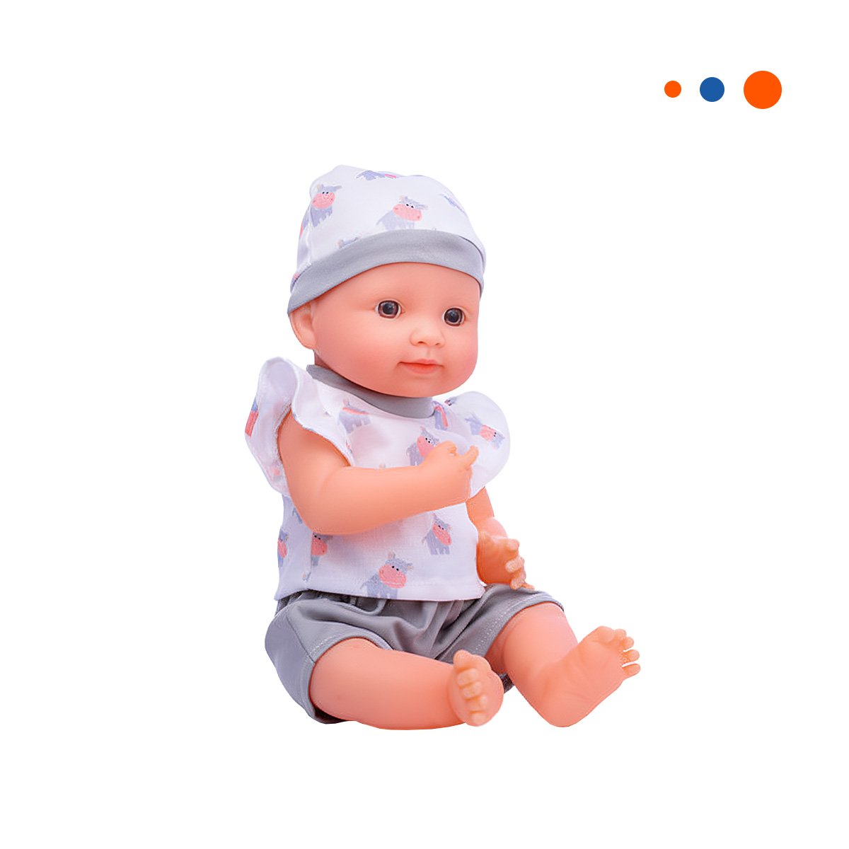 PACK4 MUNECO HIPOPOTAMO DECORATIVO CON ROPITA Y ACCESORIOS PARA BEBES Y+PAPEL REGALO - 3