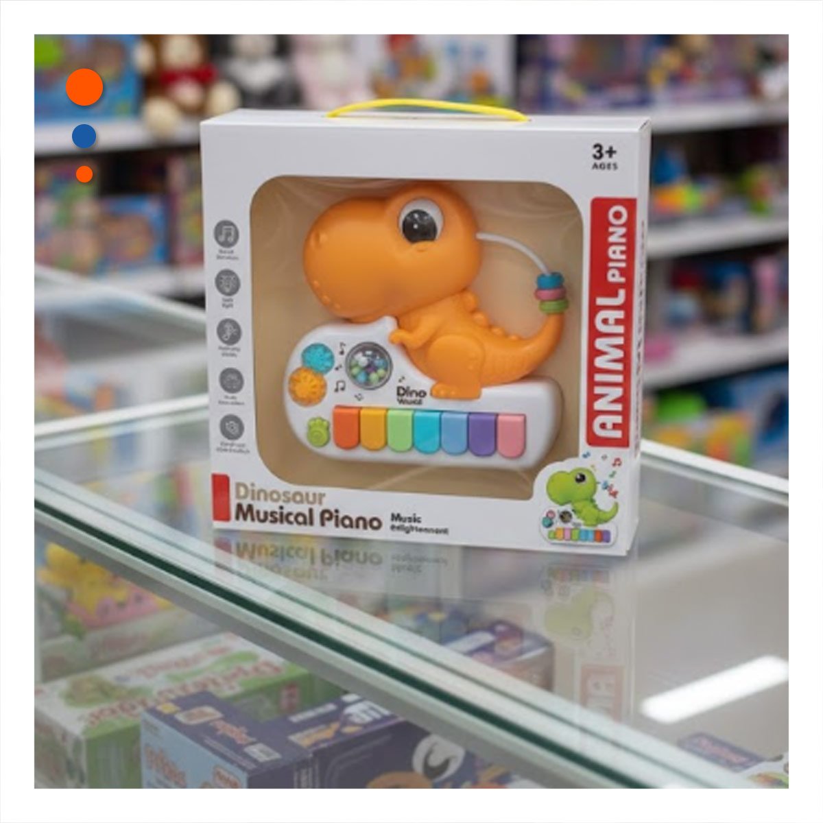 PACK4 SINTETIZADOR DE SONIDO DINOSAURIO PARA NINOS 17.5 CM AMARILLO Y+PAPEL REGALO - 5