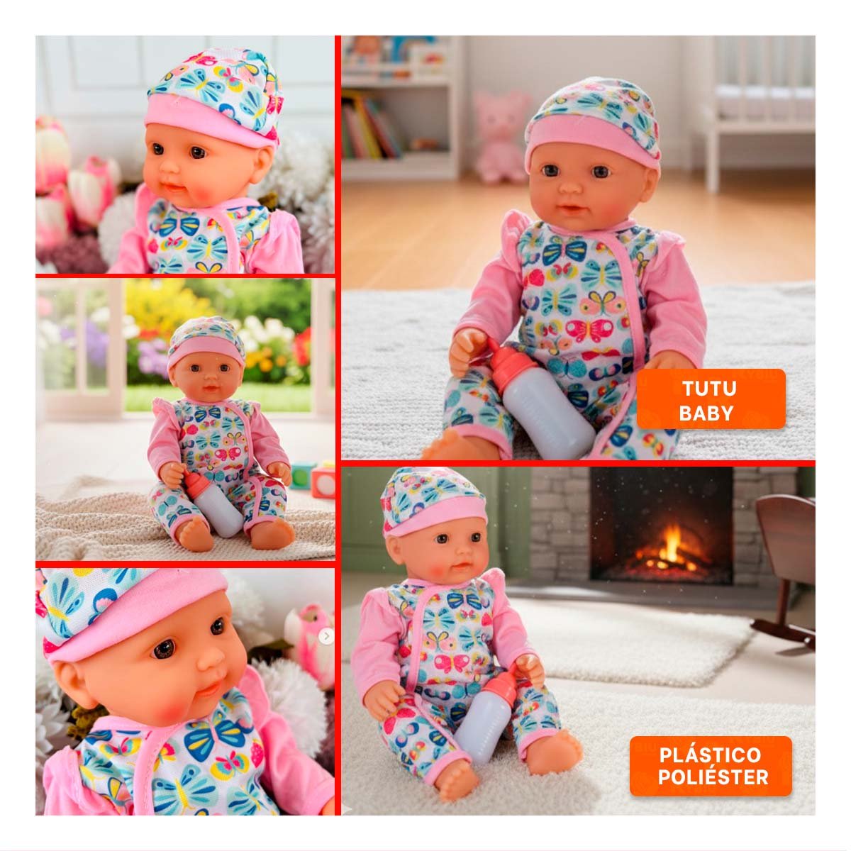 JUGUETE BEBES ENTERIZO CON MARIPOSAS Y ACCESORIOS ROSADO SUAVE PARA COLECCION Y+POST IT - 1
