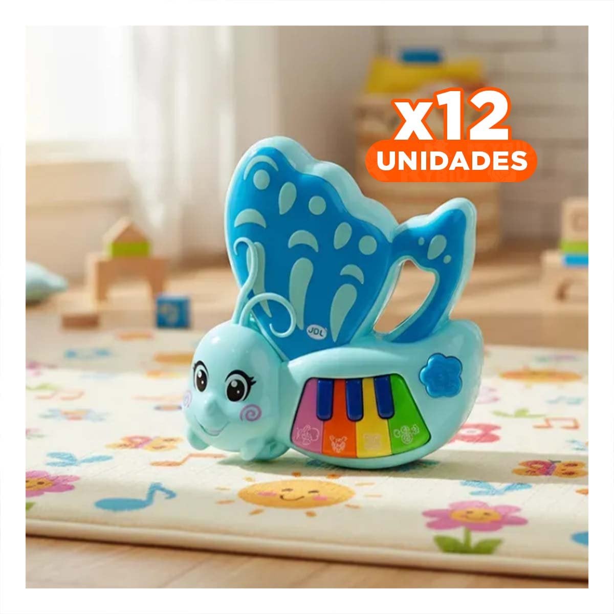 PACK12 MELODIA INFANTIL MARIPOSA CELESTE 22X26 CM CON SONIDOS - 1