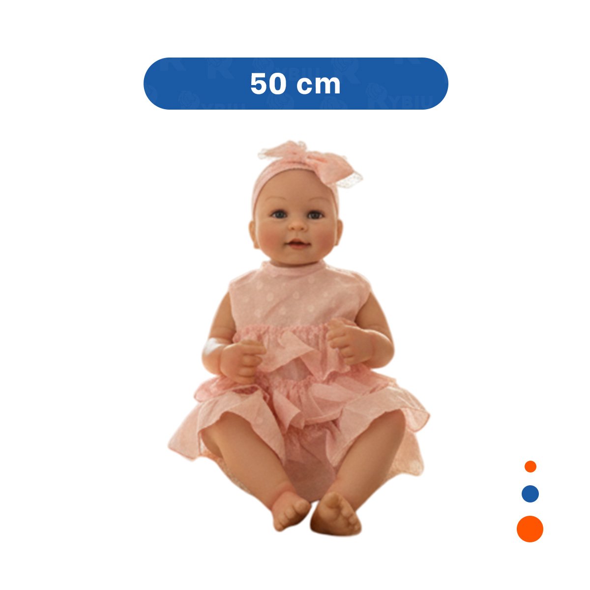 MUNECA HOGAR REALISTA CON VESTIDO ROSADO VUELOS Y VINCHA PUNTITOS SUAVE TACTO Y+LIGAS REGALO - 4