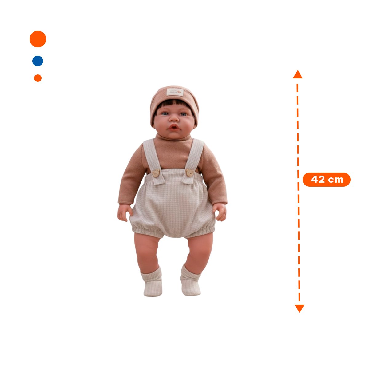 PACK2 ARTICULO DE JUEGO 42CM CON VESTIMENTA OVEROL SHORT MARRON ESTILO INFANTIL Y+PAPEL REGALO - 4